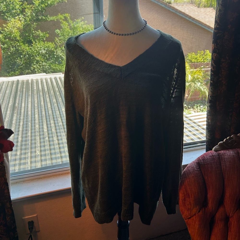 Torrid2x tie back  Dark Green V-Neck Sweater
